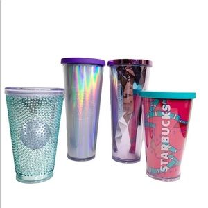 Starbucks lot of 4 tumblers without straws